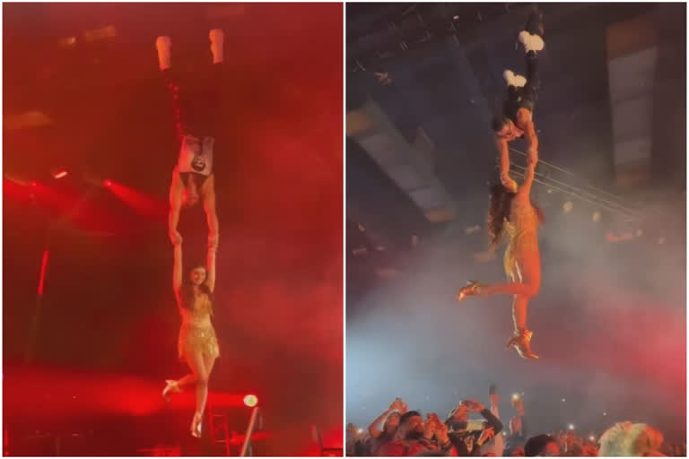 Mouni Roy and Akshay Kumar stun audience with risky aero performance during Entertainers Tour in US