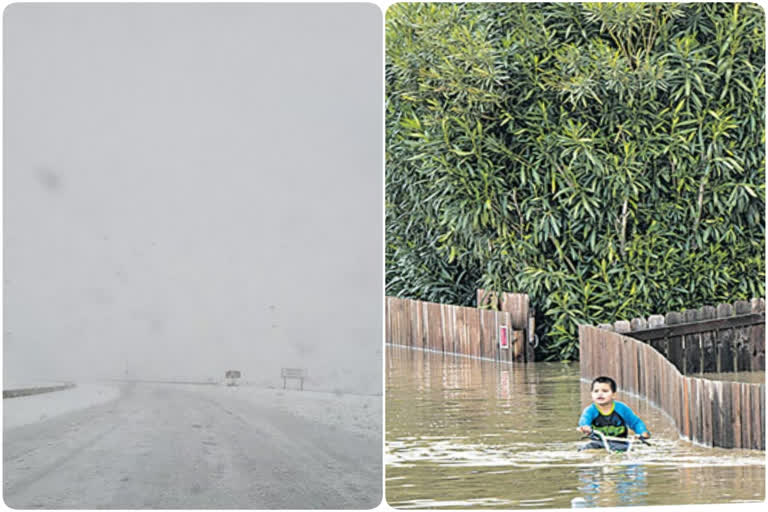 California storm leaves at least two dead  Heavy rain in California  ಚಂಡಮಾರುತಕ್ಕೆ ಕ್ಯಾಲಿಪೋರ್ನಿಯಾ ತತ್ತರ  ಸಾವಿರಾರೂ ನಿವಾಸಿಗಳು ಸ್ಥಳಾಂತರ  ಅಮೆರಿಕದ ಕ್ಯಾಲಿಫೋರ್ನಿಯಾದಲ್ಲಿ ಪ್ರವಾಹ  ಸಾವಿರಾರು ಜನರನ್ನು ಸುರಕ್ಷಿತ  ನಿರಂತರ ಮಳೆಯಿಂದಾಗಿ ಕ್ಯಾಲಿಫೋರ್ನಿಯಾ ಪ್ರವಾಹ  ಪ್ರವಾಹ ಮತ್ತು ಭೂಕುಸಿತಕ್ಕೆ ಗುರಿ  ಉತ್ತರ ಕ್ಯಾಲಿಫೋರ್ನಿಯಾವು ಚಂಡಮಾರುತ  ಅನಾನಸ್ ಎಕ್ಸ್‌ಪ್ರೆಸ್ ಚಂಡಮಾರುತ