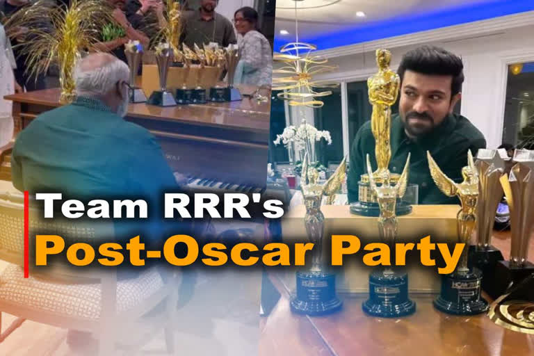 RRR celebrates after Naatu Naatu Oscar win