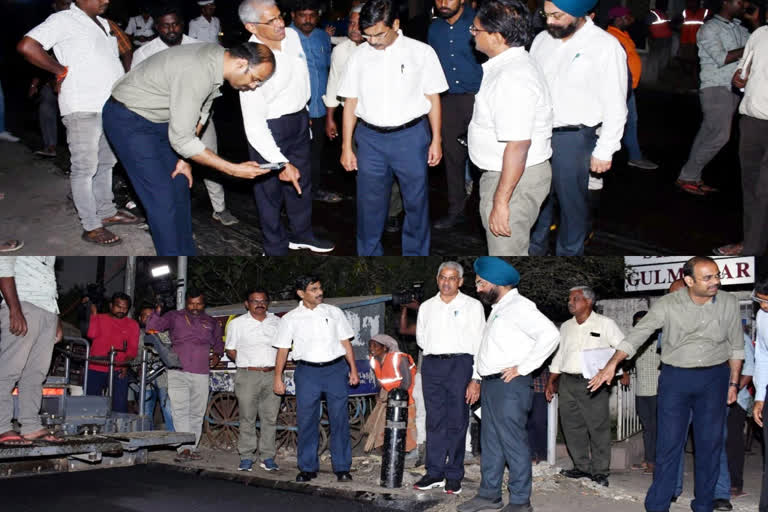Chief Secretary Irai Anbu inspected the road construction work in Chennai at night