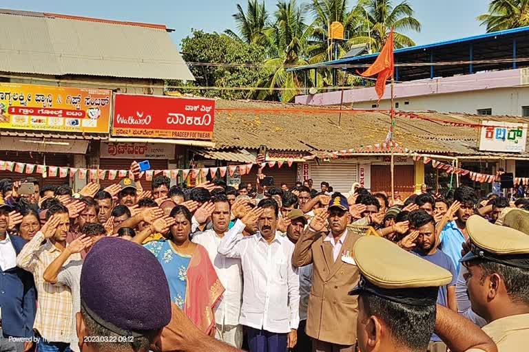 The funeral procession of the dead soldier Sandeep