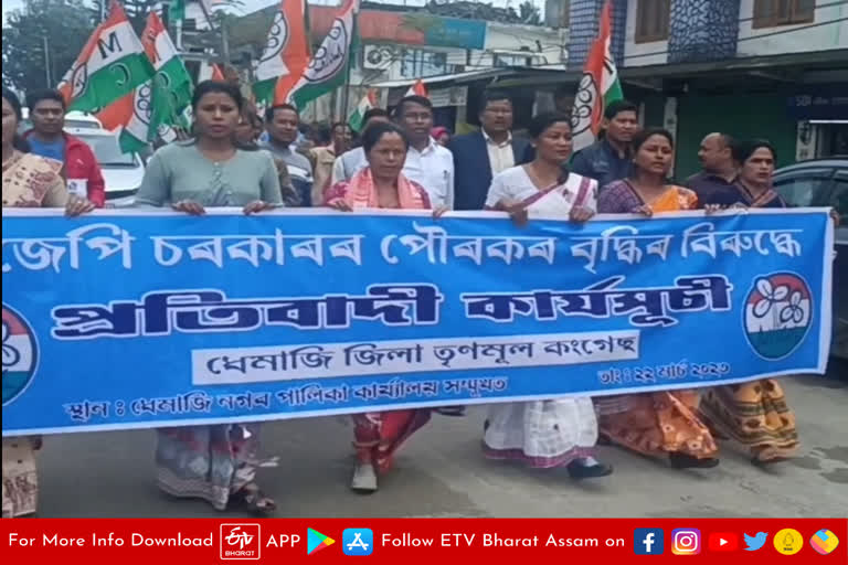 Trinamool Congress protest against tax hike