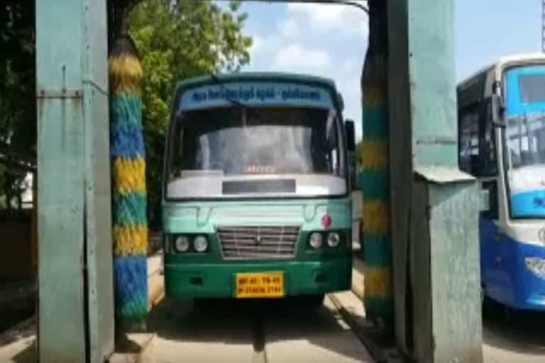 Curfew relaxation: Employees preparing government buses!