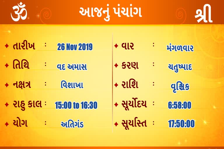 Etv Bharat, જાણો આજના પંચાંગ વિશે