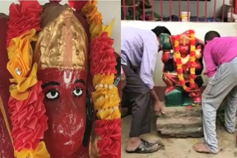 idol of lord hanuman placed in a temple at madhepura jail