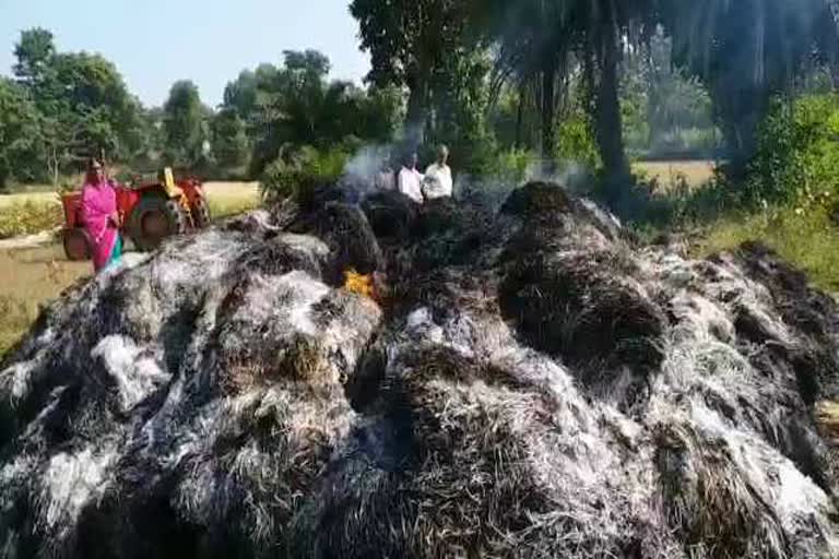 fire on paddy crop of Disabled farmer in kanker