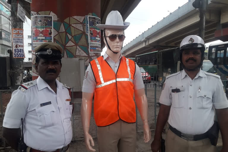 a new trafic man doll trend at bengalooru