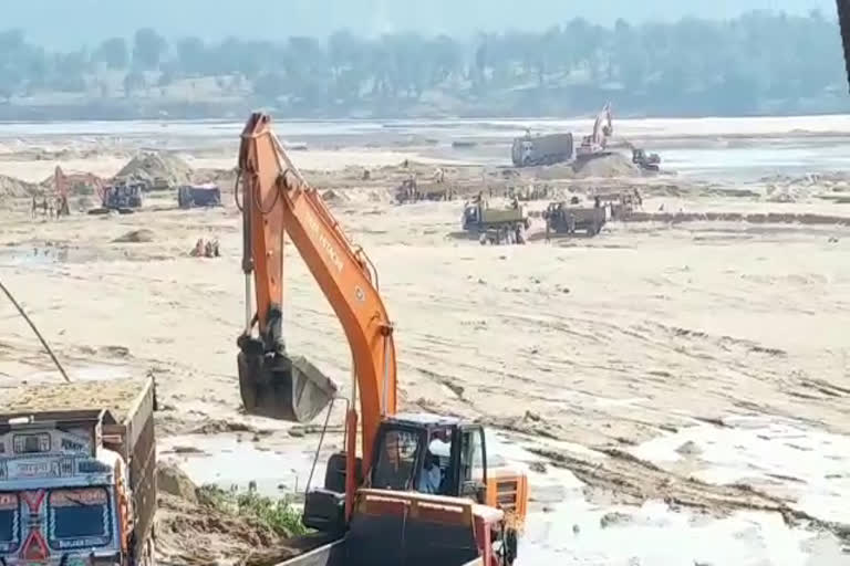 Illegal excavation is being done by machines