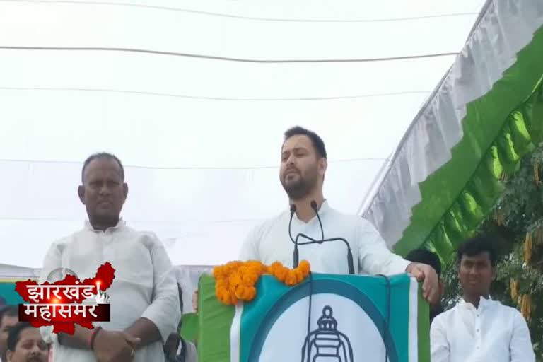 Tejashwi Yadav, Jharkhand Assembly Elections 2019, RJD candidate Sanjay Yadav, तेजस्वी यादव, झारखंड विधानसभा चुनाव 2019, आरजेडी प्रत्याशी संजय यादव, चुनावी सभा