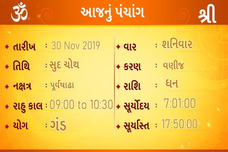 30 નવેમ્બર 2019, જાણો આજના પંચાંગ વિશે