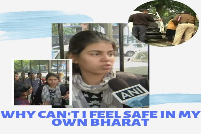 Woman sits on solitary protest outside Parliament over crimes against women