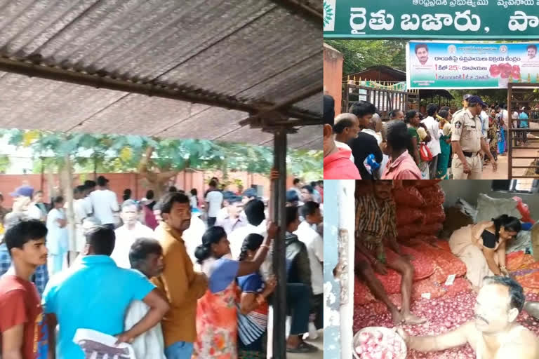 huge people comes to buy onions at vijayanagaram market