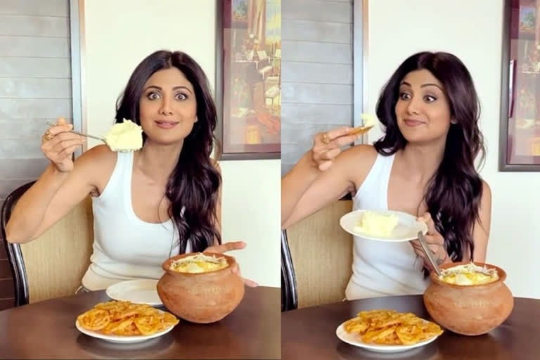 Shilpa Shetty binges on makhan malai amid shoot in Lucknow