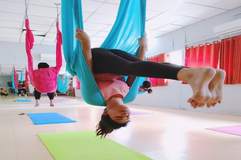 Anjali shares Aerial yoga photos on twitter