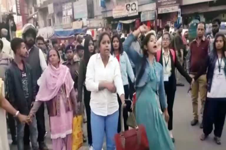 Women protest against case of molestration  in Ranchi and Hyderabad