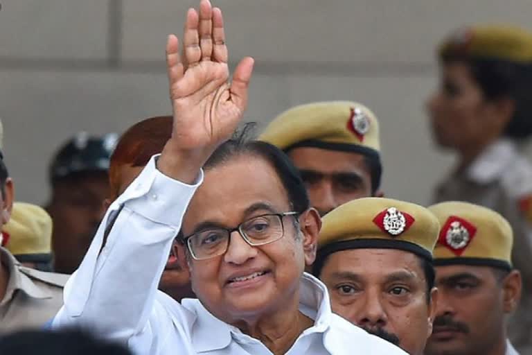 chidambaram steps out from tihar jail