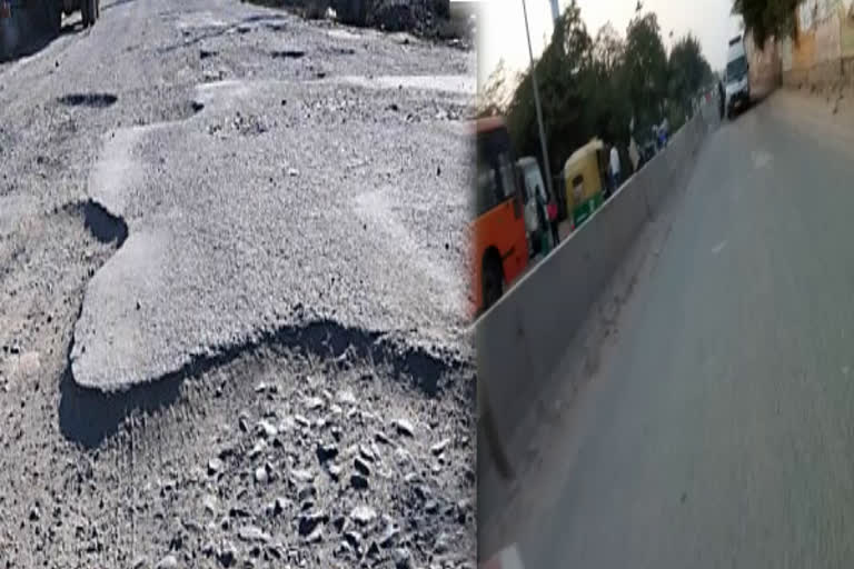 People are upset due to bad road in Okhla