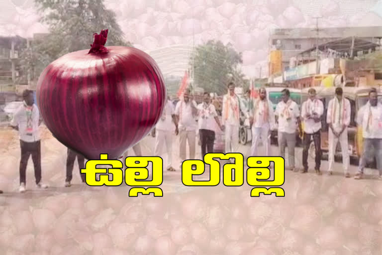 congress leaders protest demanding to lower onion price