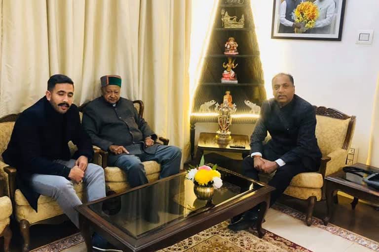 Virbhadra singh met with CM jairam thakur in Shimla