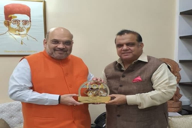 Narinder Batra meets Amit Shah news  preparation for Tokyo Olympics news  Amit Shah news  ഒളിമ്പിക്‌സ് തെയ്യാറെടുപ്പ് വാർത്ത  അമിത് ഷാ വാർത്ത  നരീന്ദര്‍ ധ്രുവ് ബത്രക്ക് വാർത്ത