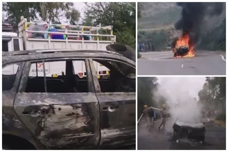 car turns into fireball near bilaspur