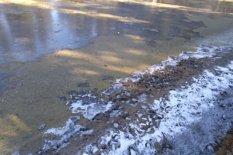 Adorable god Kamrunag holy lake frozen with snow in mandi