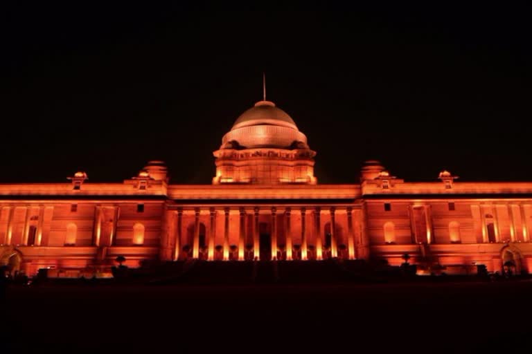 Rashtrapati Bhavan light up in orange