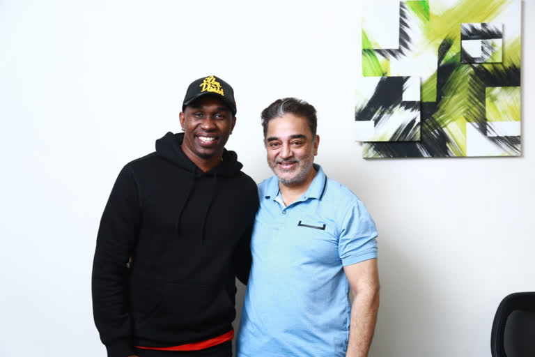 Dwayne Bravo interacts with MNM leader Kamalhassan