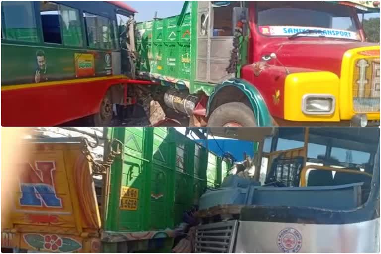 accident between a KSR TC bus and a lorry