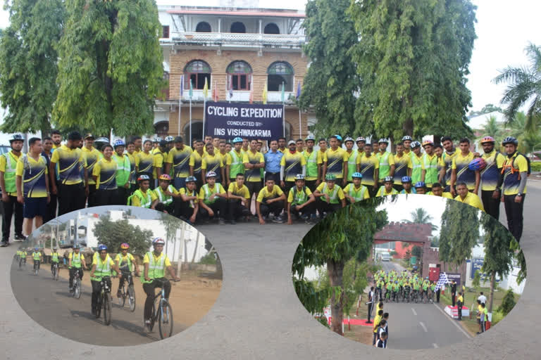 The naval personnel conducted a one hundred kilometer cycle tour.