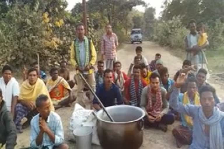 road block by villagers