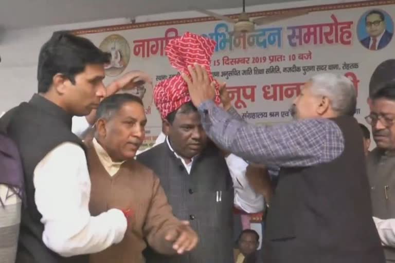 Employment Minister Anoop Dhanak in rohtak