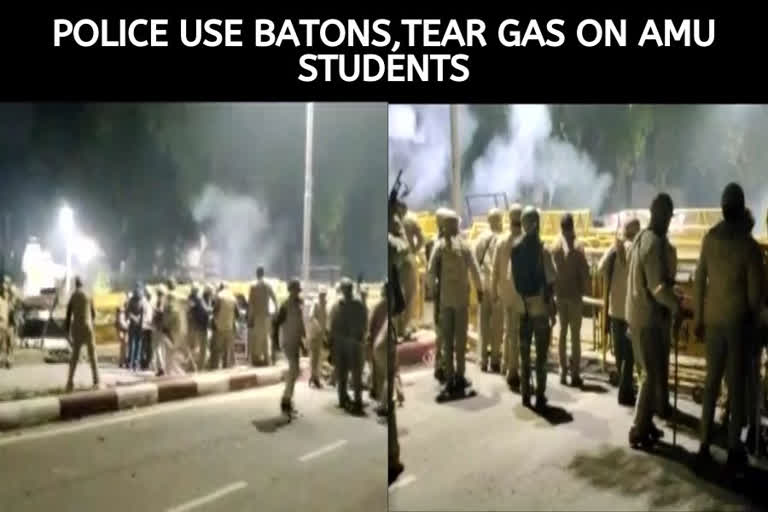 AMU students protest against CAA, cops use batons, teargas