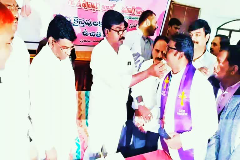 minister puvvada distributes christmas gifts at khammam