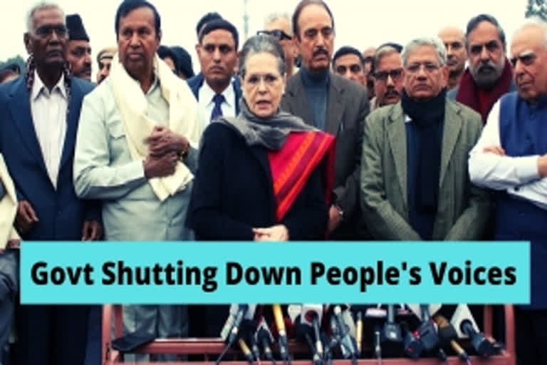 Govt shutting down people's voices: Sonia