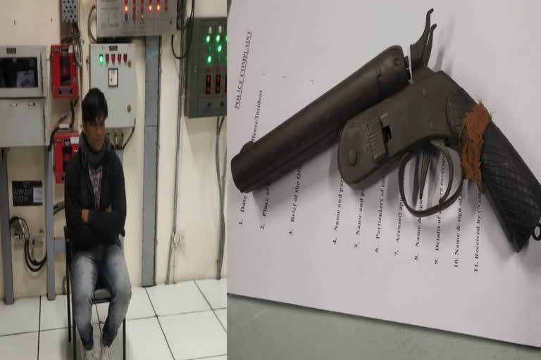 CISF nabbed a passenger babar khan with a country made pistol at botanical garden metro station