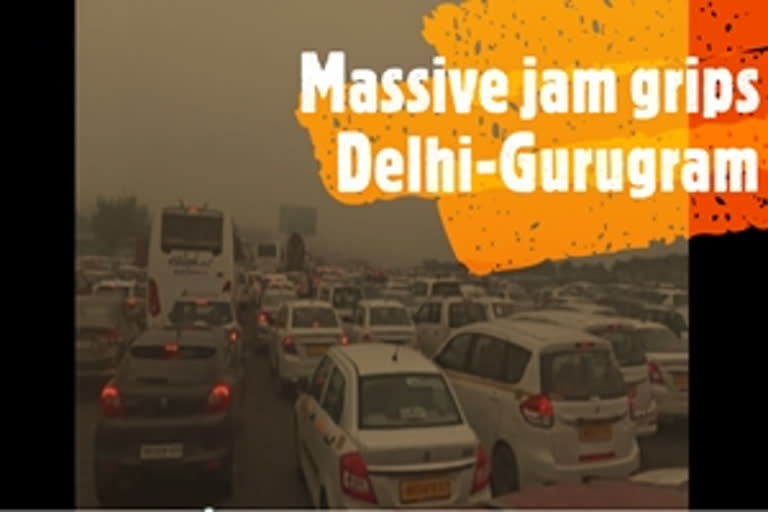 Police put up barricades to check vehicles, massive jam grips Delhi-Gurugram border