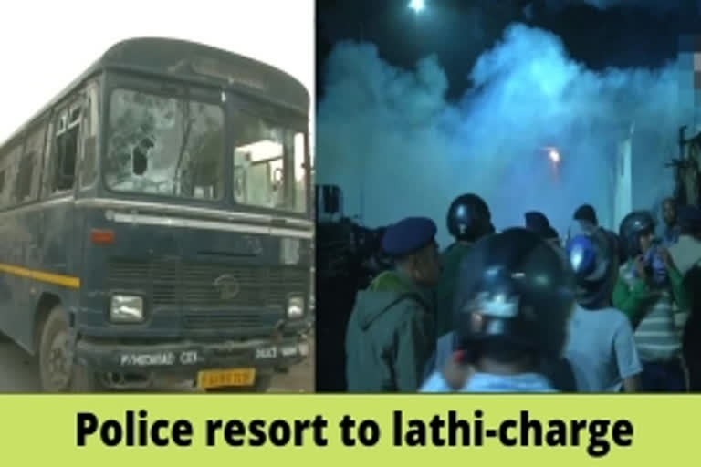 Police resort to lathi-chage in Ahmedabad after protesters vandalise vehicles