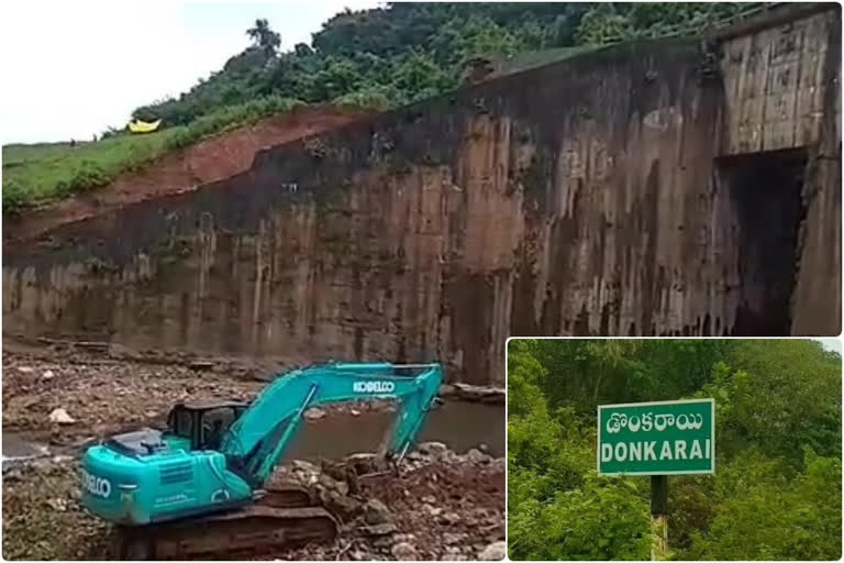 donkarayi power canal safety wall constrcted in seeleru vizag district