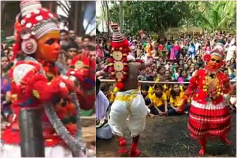 woman presents theyyam in kannur  devakkuthu  kannur  തെയ്യചമയത്തിൽ സ്‌ത്രീ സാന്നിധ്യമായി ദേവക്കൂത്ത്  ദേവക്കൂത്ത്  കന്നിക്കൂത്ത്‌