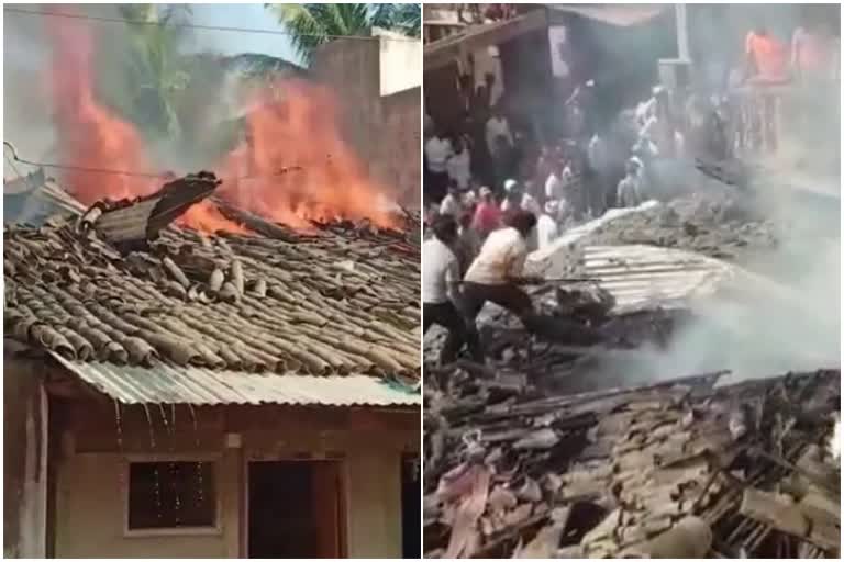 ಸಿಲಿಂಡರ್ ಸ್ಪೋಟದಿಂದ ಮೂರು ಮನೆಗಳಿಗೆ ಬೆಂಕಿ, Three homes fire from cylinder explosion in Belagavi