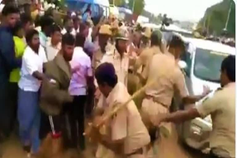 Dispute between police and trespassers during removal of encroachment