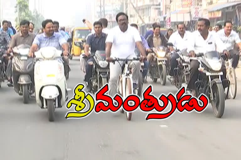 Minister Puvvada cycle tour in Khammam