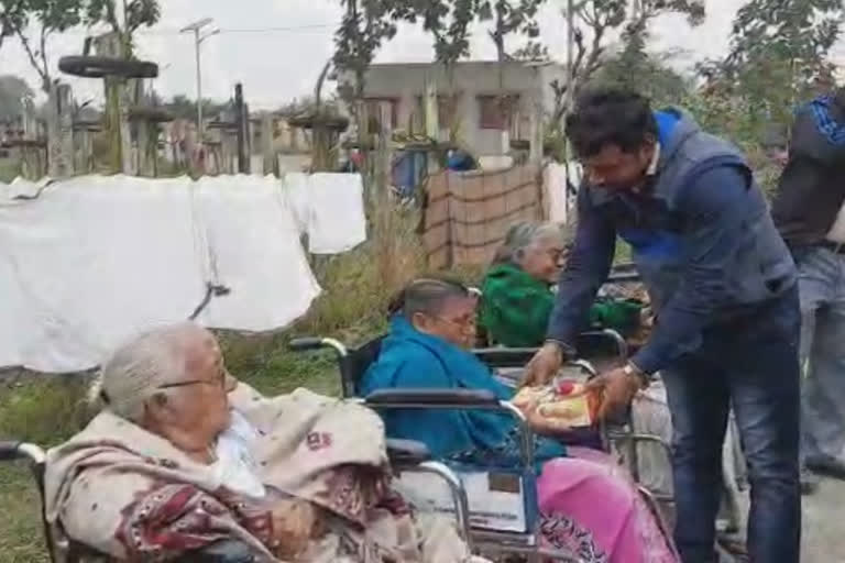 christmas celebration at oldage home by Panchayet Pradhan and Panchayet members