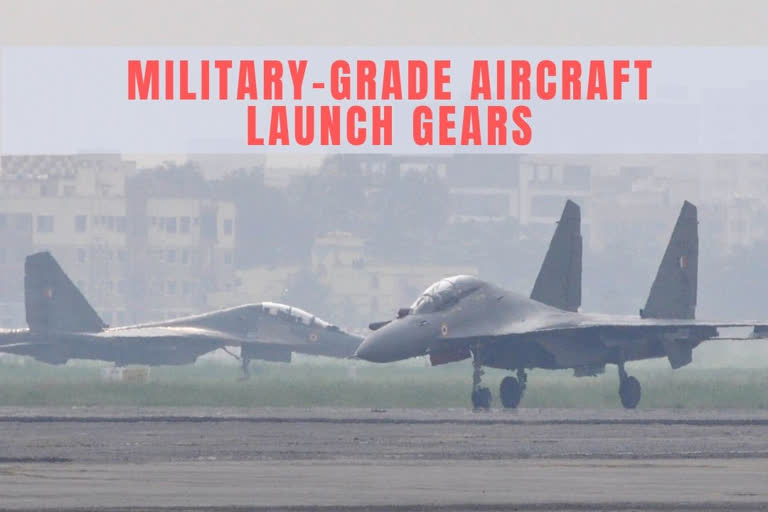 Two military-grade aircraft launching gears land at Mundra