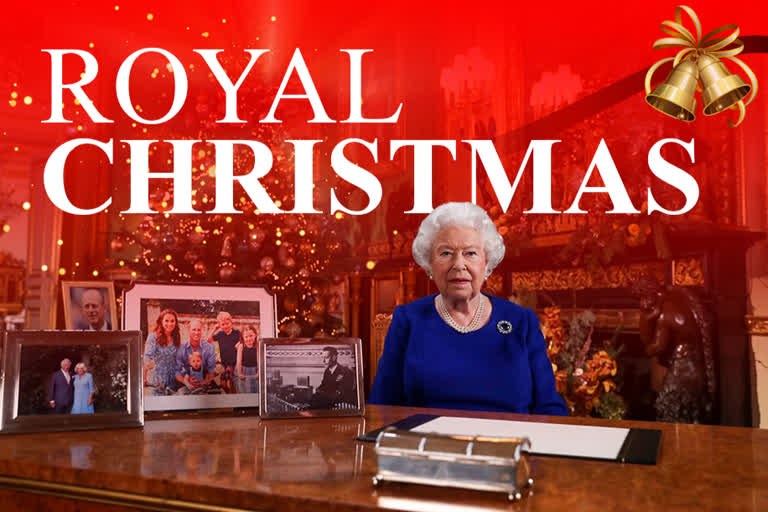 Britain's Queen Elizabeth II poses for a photo while recording her annual Christmas Day message to the nation at Windsor Castle in England.