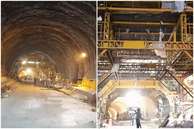 Construction work of new aut tunnel in mandi