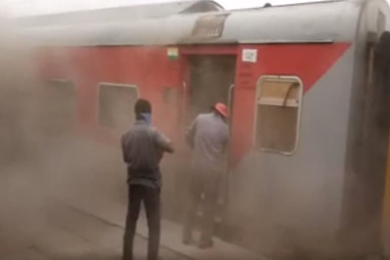 fire breaks out in train at bengaluru