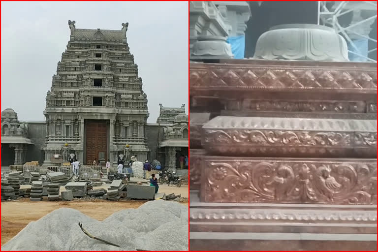 Copper gloves to the altar in the Yadadri Temple at yadagirigutta