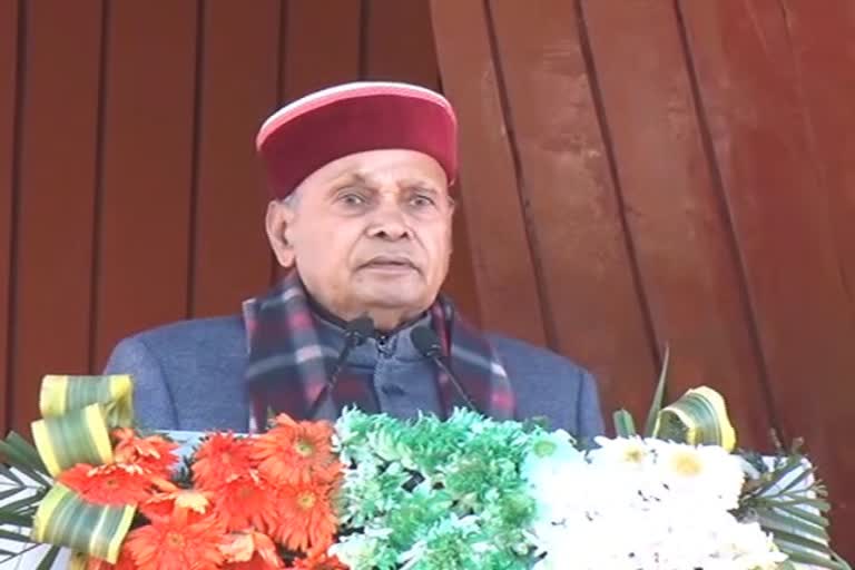 Former CM Dhumal addressed public meeting at Ridge in shimla